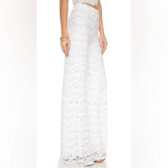 High rise super wide leg Lace pants white Size L - Picture 1 of 17